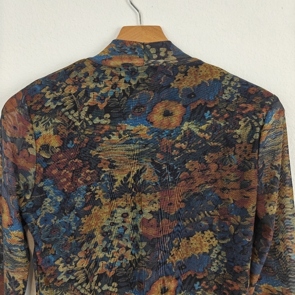 Jason Wu Women's Long Sleeve Knit Mesh Floral Printed Top Mock Neck Size Small - Picture 11 of 12